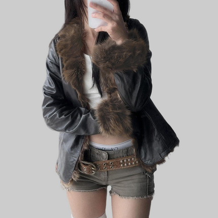 Moderne Leather Coat – Casual & Elegante Leren Jas voor Dames