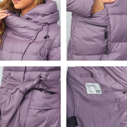 GASMAN Winter Down Jacket Women Long Classic zipper Belt Design Pocket Hooded Slim Parkas Female Coat LD-21963