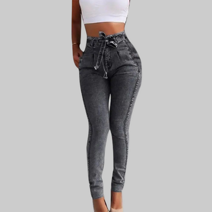Dames High Waist Skinny Jeans met Riem