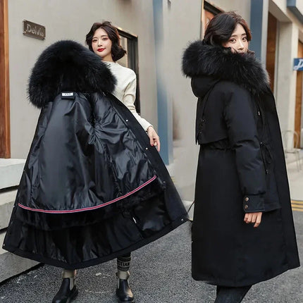 2025 Jackets Coats Outwear New Women's Parkas Winter Jacket Hooded Long Coat Thick Warm Female Cotton Padded Parka Fur Lining
