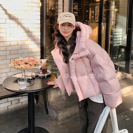 Women Jacket Short Hooded Down Jacket 2025 Winter Coat Korean Fashion Thick Warm Parkas Loose White Duck Pink Outwear