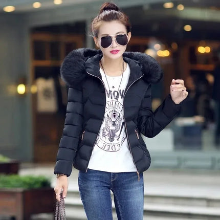 2025 Artificial raccoon fur collar winter jacket women Winter And Autumn Wear High Quality Parkas Outwear Women Coats