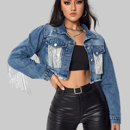 Dames Fringed Denim Jacket