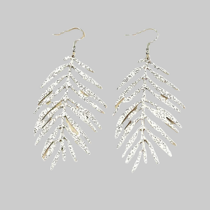 Exaggerated Leaf Feather Metal Long Drop Earrings For Women Holiday Party Gift Fashion Jewelry Ear Accessories DE003