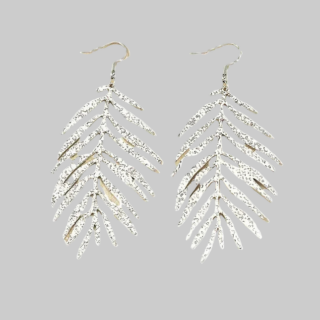 Exaggerated Leaf Feather Metal Long Drop Earrings For Women Holiday Party Gift Fashion Jewelry Ear Accessories DE003