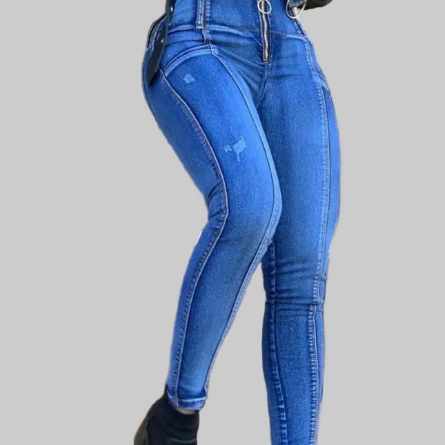 Dames High Waist Ripped Jeans