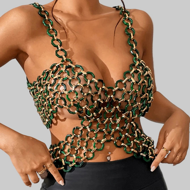 Metal Corset Crop Top Dames