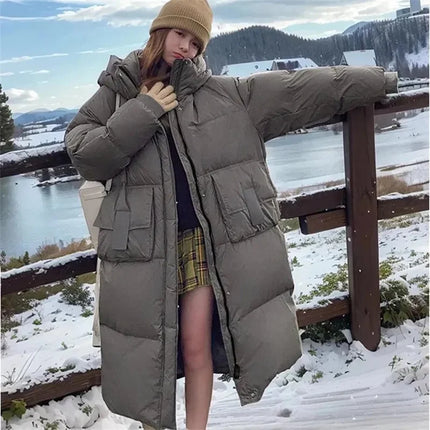 2024 New Down Coats Long-style Cotton Dress Korean Version Puffer Jacket Korean Fashion Jackets Winter Heat Parka Feminina Outwe