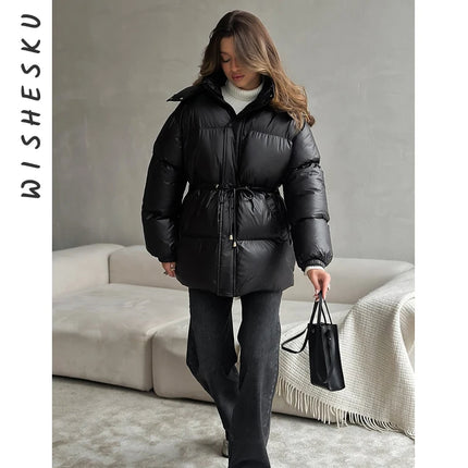 2025 New Fashion Warm Padded Jacket Women Winter Parkas Long Sleeve Hooded Bread Cotton Clothes Female Thick Jacket Outerwear