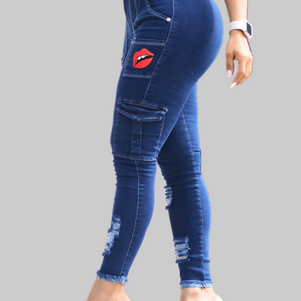 Dames High Waist Lift Jeans met Print