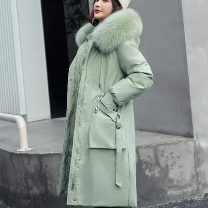 2025 Jackets Coats Outwear New Women's Parkas Winter Jacket Hooded Long Coat Thick Warm Female Cotton Padded Parka Fur Lining