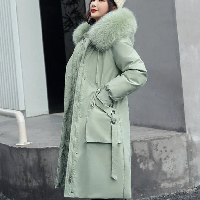 2025 Jackets Coats Outwear New Women's Parkas Winter Jacket Hooded Long Coat Thick Warm Female Cotton Padded Parka Fur Lining