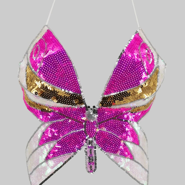 Sexy Halter Sequin Butterfly Top Corset y2k Crop Top Women Summer Top Club Womens Tops Backless Party Vintage Clothes Tank Top