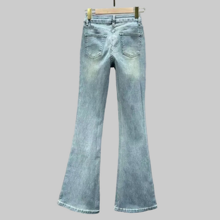 Diamond Denim Flared Pants Women's Fashion Jeans New High Waist Stretch Slim Pants