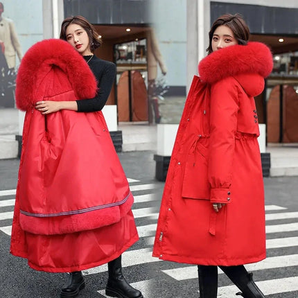 2025 Jackets Coats Outwear New Women's Parkas Winter Jacket Hooded Long Coat Thick Warm Female Cotton Padded Parka Fur Lining
