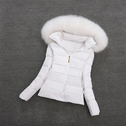Fake Fur Hooded Autumn Warm Short Jacket Cotton Parkas Basic Coat Female 2024 New Winter Parkas Women Jacket Slim Outerwear