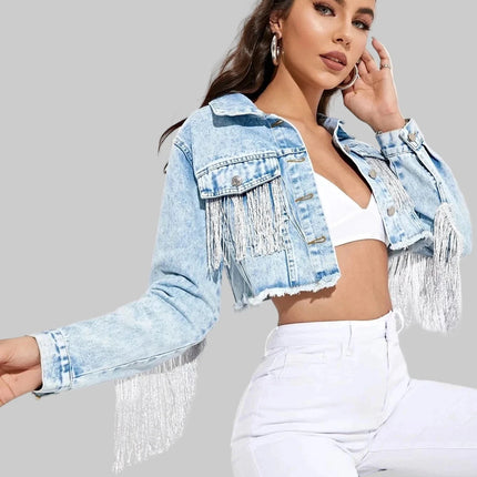 Dames Fringed Denim Jacket