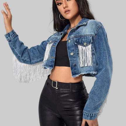 Dames Fringed Denim Jacket