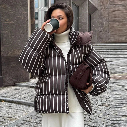 Elegant Cotton-padded Hoody Jacket Women Thicken Lace Up Full Sleeve Button Pockets Jackets Female 2025 Warm Winter Outwear