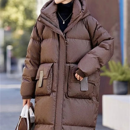 2024 New Down Coats Long-style Cotton Dress Korean Version Puffer Jacket Korean Fashion Jackets Winter Heat Parka Feminina Outwe