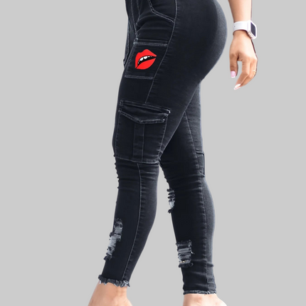 Dames High Waist Lift Jeans met Print