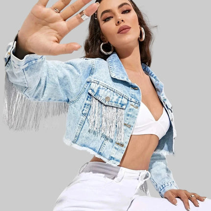 Dames Fringed Denim Jacket