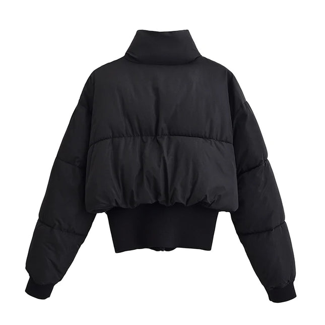 Dames Korte Gewatteerde Jas met Rits | Europese Stijl – Leona Fashion