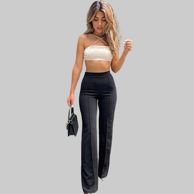 Casual Pants Slim, High-waisted Bell Bottoms